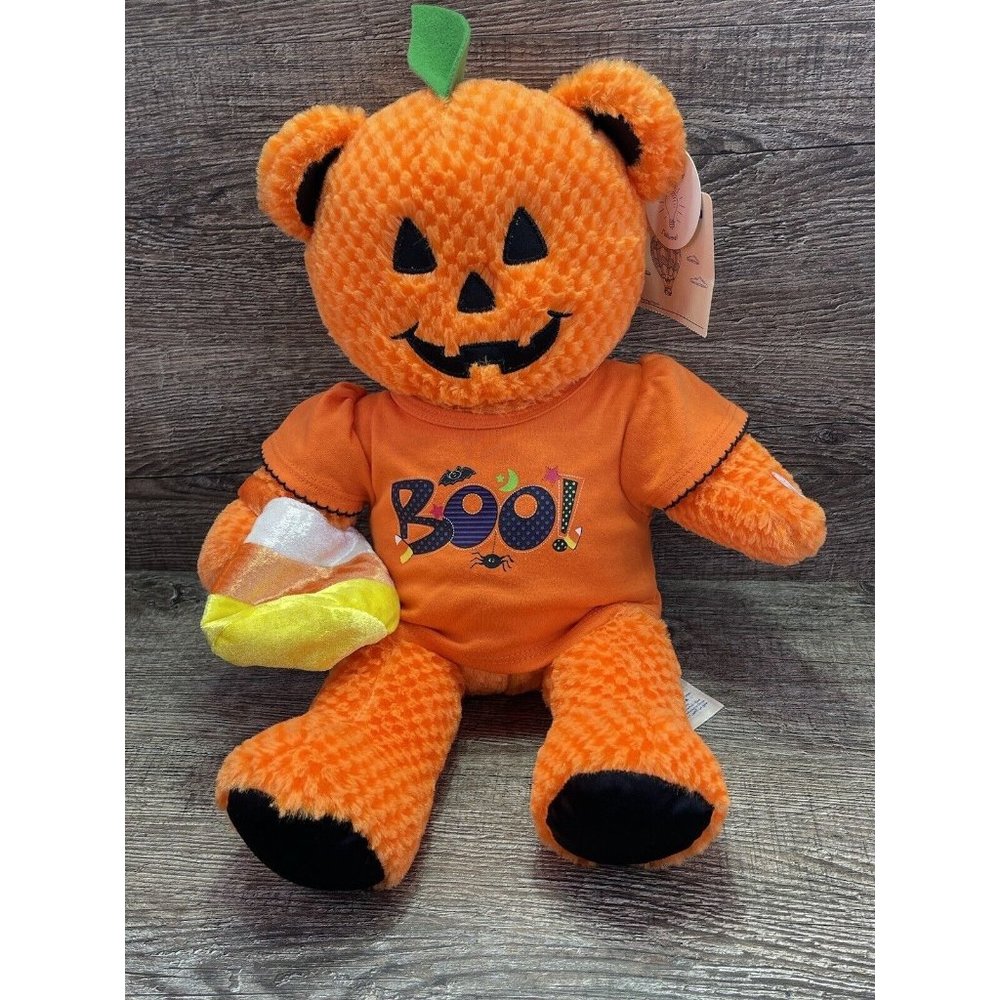 Build a Bear Plush Pumpkin Glow Orange Halloween Jack o Lantern. Tested Working